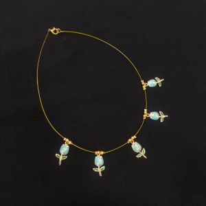 navrabeads invisible necklace with leaf clover charms transparent thread lucky jewellery