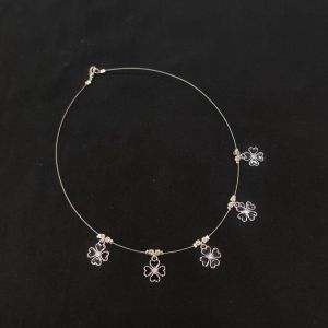 navrabeads invisible necklace with leaf clover charms transparent thread lucky jewellery