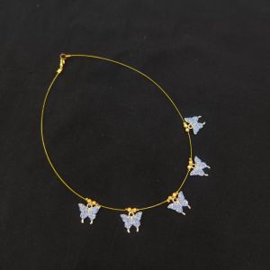 navrabeads invisible necklace with leaf clover charms transparent thread lucky jewellery