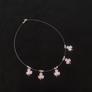 navrabeads invisible necklace with leaf clover charms transparent thread lucky jewellery