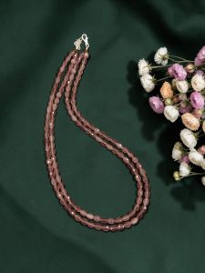 Monalisa Laser Cut 2 Layer Necklace Mauve Colour | Designer Double Layer Crystal Jewellery for Women, Elegant Statement Necklace for Party, Wedding & Festive Wear