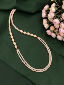 Peach Crystal Necklace with Synthetic Tulip Beads