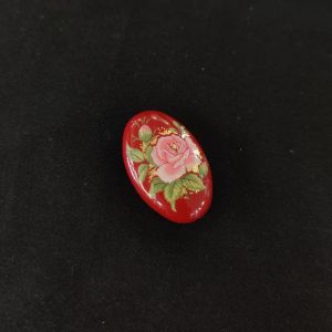 Navrabeads Japanese Tablet Beads 31x20mm Single Piece | Red with Pink Rose Design Flat Bead for Jewellery Making, Necklace Pendants & DIY Crafts