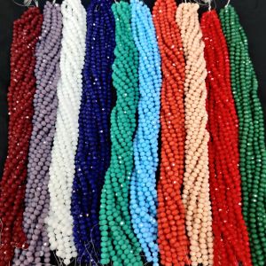 Glass Opaque Crystals, 8mm, Rondelle, Assorted, Pack Of 10 colors