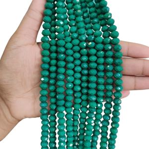 Glass Opaque Crystals, Rondelle, 8mm, Dark Green