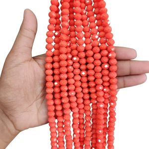 Glass Opaque Crystals, Rondelle,8mm, Orange