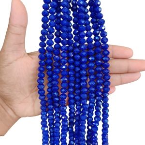 Glass Opaque Crystals, Rondelle, 8mm, Royal Blue