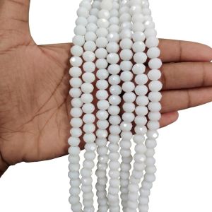Glass Opaque Crystals, Rondelle, 8mm, White