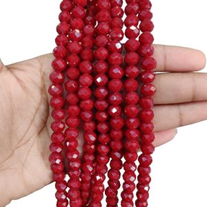 Glass Opaque Crystals, Rondelle, 8mm, Maroon