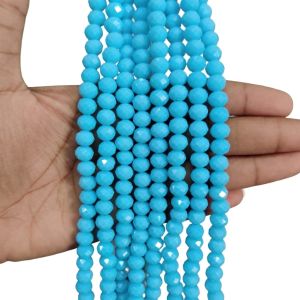 Glass Opaque Crystals, Rondelle, 8mm, Light Blue