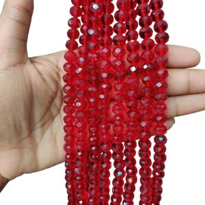 Glass Crystal, Rondelle, 8mm, Maroon
