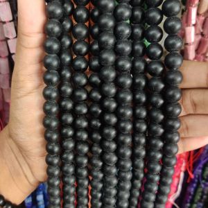 Matte Dull Black Solid Color Glass Beads 4mm