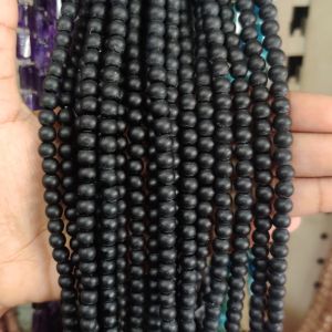 Matte Dull Black Solid Color Glass Beads 4mm