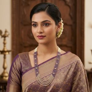 Lavender CZ Beads 5 Layer Necklace