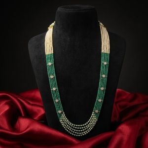 Emerald Green CZ Beads 5 Layer Necklace