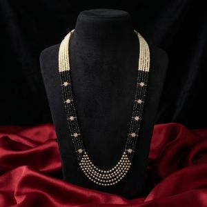 Black CZ Beads 5 Layer Necklace