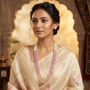 Light Pink CZ Beads 5 Layer Necklace