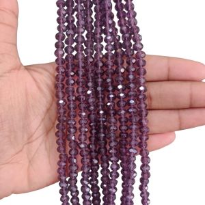 Glass Crystals, Rondelle, 6mm,Purple