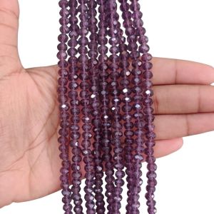 Pack of 100 lines, Glass Crystals, Rondelle, 6mm, Purple