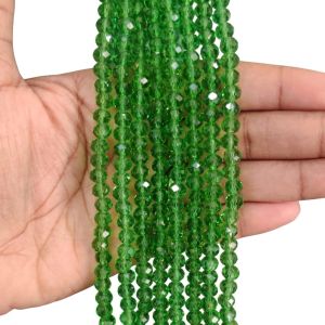Glass Crystals, Rondelle, 6mm, Grass Green