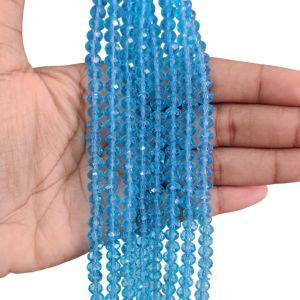 Glass Crystals, Rondelle, 6mm, Light Blue