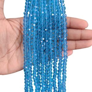 Glass Crystals, Rondelle, 6mm, Sky Blue