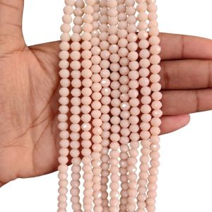 Glass Opaque Crystals, Rondelle, 6mm,Beige