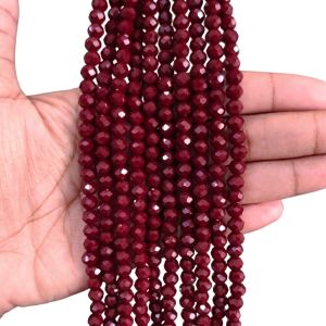 Glass Opaque Crystals, Rondelle, 6mm, Maroon