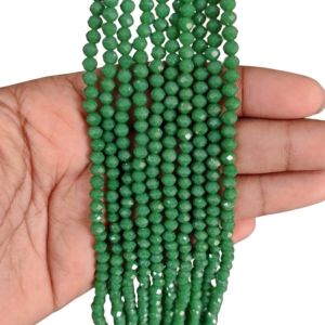 Glass Opaque Crystals 4mm,Rondelle, Dark Green