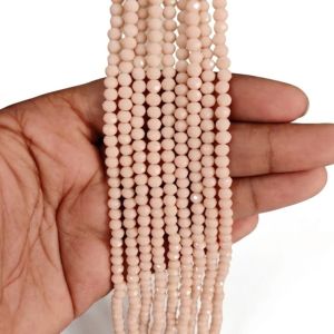 Glass Opaque Crystals 4mm, Rondelle,Pack of 4 Strings,Light Peach 