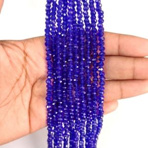 Glass Crystal, Rondelle, 4mm,Royal Blue,Pack of 4 strings