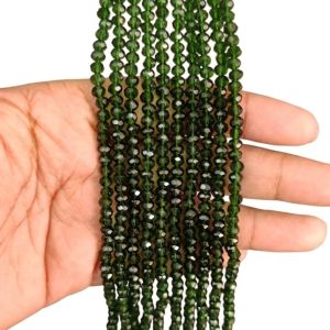 Glass Crystal, Rondelle, 4mm,Leaf Green,Pack of 4 strings