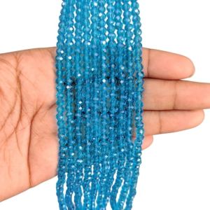 Glass Crystal, Rondelle, 4mm,Sky Blue,Pack of 4 strings