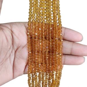 Glass Crystal, Rondelle, 4mm,Light Honey Brown,Pack of 4 strings