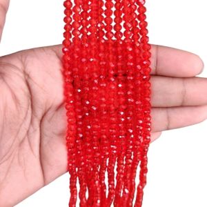 Glass Crystal, Rondelle, 4mm,Red,Pack of 4 strings