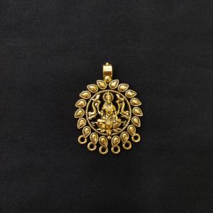 Navrabeads Antique Gold Lakshmi Temple Jewellery Pendant 6 Hole Design | Traditional South Indian Goddess Connector Pendant for Necklace Making & Bridal Jewellery