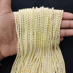 Shell Pearl, 3mm, Round, Yellowish cream