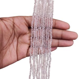 Glass Crystal, Rondelle, 3mm, Light Pink, Pack of 4 Strings