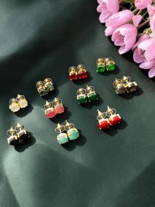 Pack of 10 Pairs, AD Round earrings, Assorted