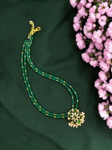 navrabeads green hydro beads necklace 26 inch adjustable glossy beaded jewellery