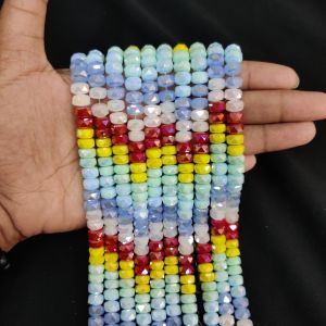 Navrabeads MULTICOLOR HIGH QUALITY FANCY CRYSTAL BEADS 5X7mm for Jewelry Making 12" approx 55 to 60 beads DIY Necklace Bracelet Craft Supplies