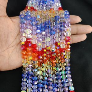 Navrabeads MULTICOLOR HIGH QUALITY FANCY CRYSTAL BEADS 6x8mm for Jewelry Making 12" approx 40 to 45 beads DIY Necklace Bracelet Craft Supplies