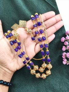 Navrabeads 2 Layer Dark Purple Quartz Necklace with Tarnish-Free Antique Gold Beads