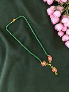 Navrabeads Elegant Green Agate Beads Necklace with Tarnish-Free Antique Gold Beads | Premium Designer Beaded Jewellery for Women & Girls Party, Ethnic & Festive Wear