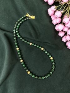 Navrabeads Elegant Green Agate Beads Necklace with Tarnish-Free Antique Gold Beads | Premium Designer Beaded Jewellery for Women & Girls Party, Ethnic & Festive Wear