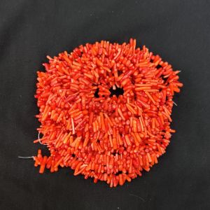 Navrabeads Taiwanese Bamboo Coral Chip Beads Dark Red – 15 Inch String | Organic Shape Beads for Jewellery Making