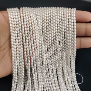 2X3mm Oval shape Cream Swarovski Replica Pearls (Good Shine) – Approx 85 to 90 Beads | 15-Inch String for Jewellery Making