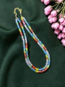 navrabeads multicolor 2 layer crystal necklace blue red pink double layer beaded jewellery