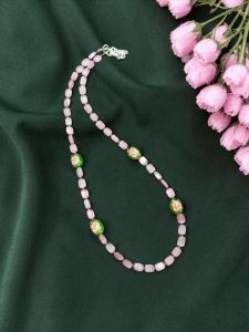 Navrabeads Monalisa Pink Beads Necklace with Japanese Beads