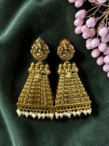 Antique Gold Finish Lakshmi jumka